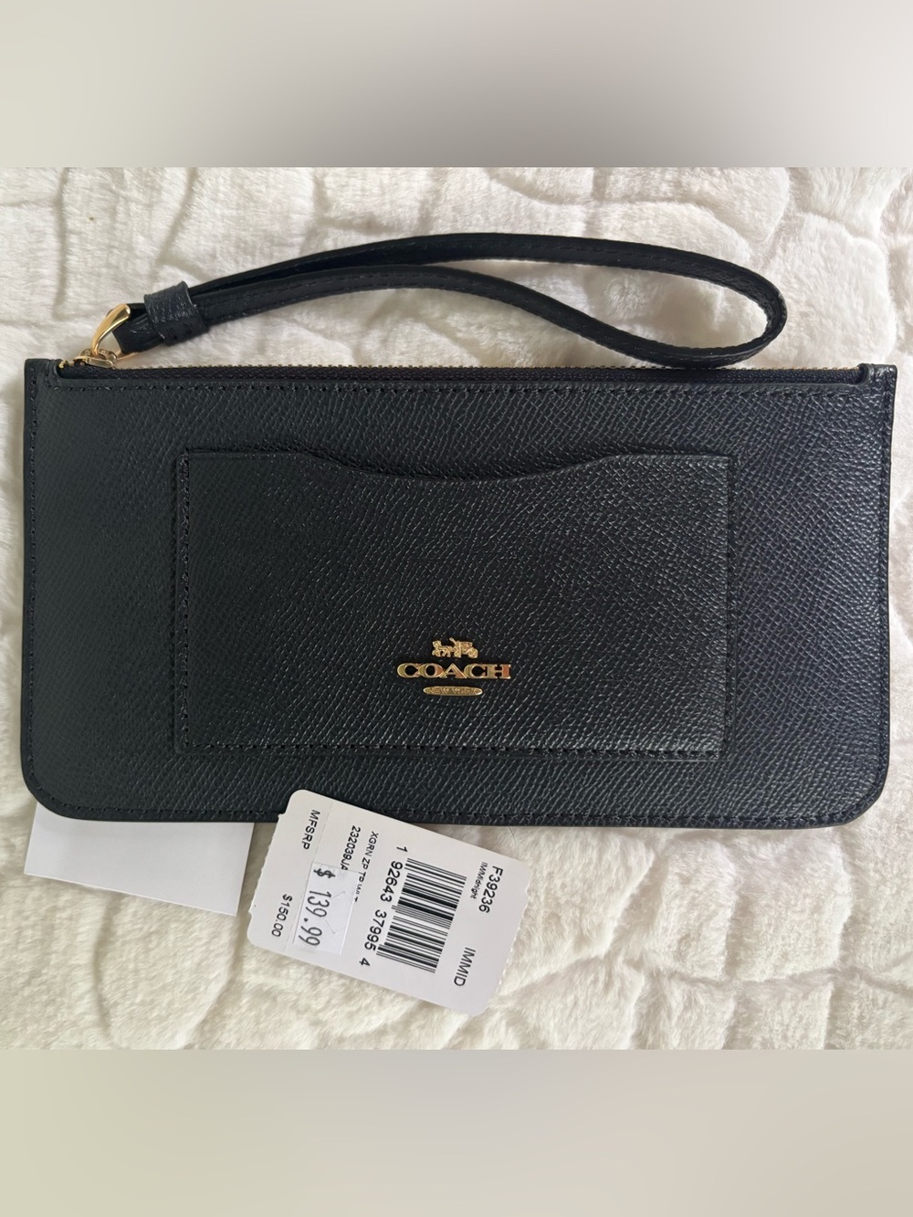 Coach Navy Top-Zip Wristlet Wallet F39236